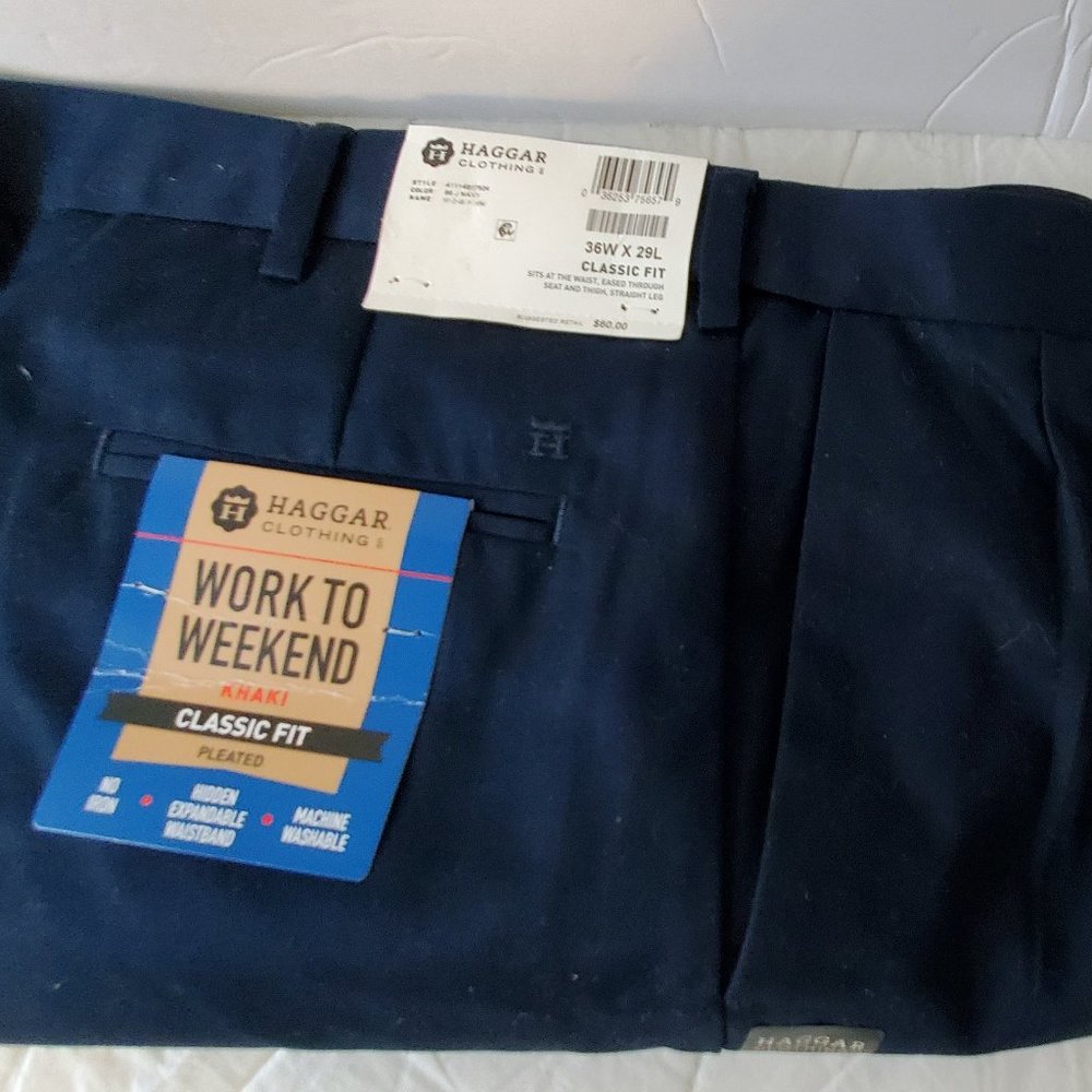 Hagger Work to Weekend Navy Khaki
